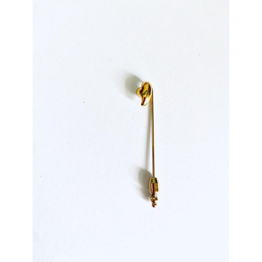 Monet Vintage Gold Tone Puffed Heart Stick Pin Lapel Scarf Accessory Signed